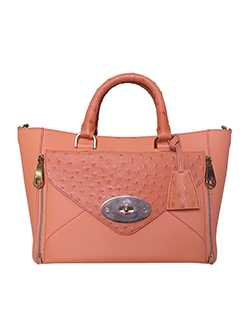 Willow Tote, Leather/Ostrich, Apricot, S, 1876560, DB, Strap, 3*